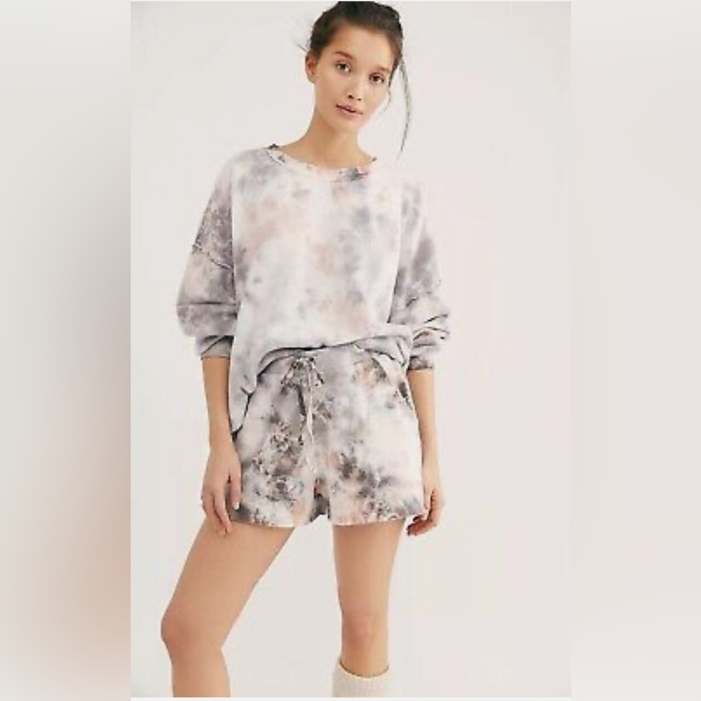 Free People NWT Medium Kelly Washed Full Outfit Set in Coral